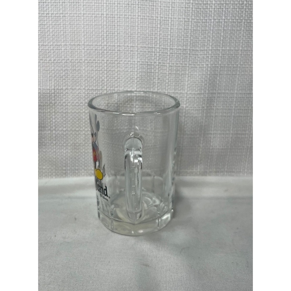 Vintage Disneyland Mickey Mouse Glass Mug Clear Beer Stein Souvenir 3.5 inch - Picture 2 of 7